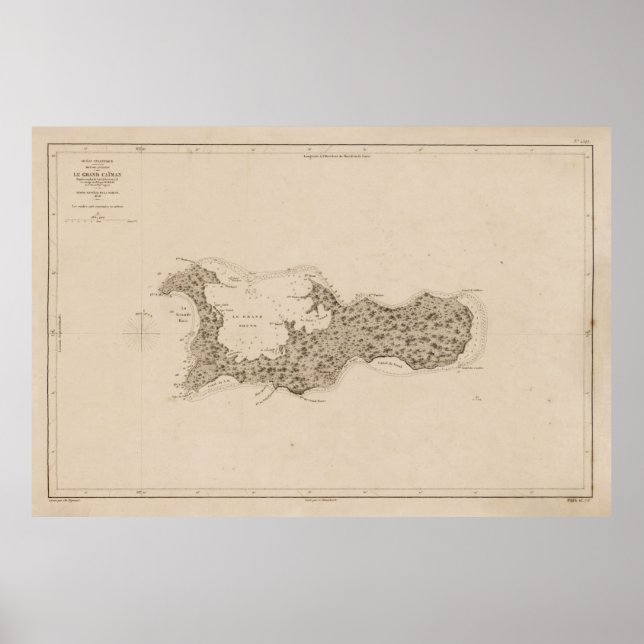 Old Grand Cayman Island Map (1836)  Poster (Front)