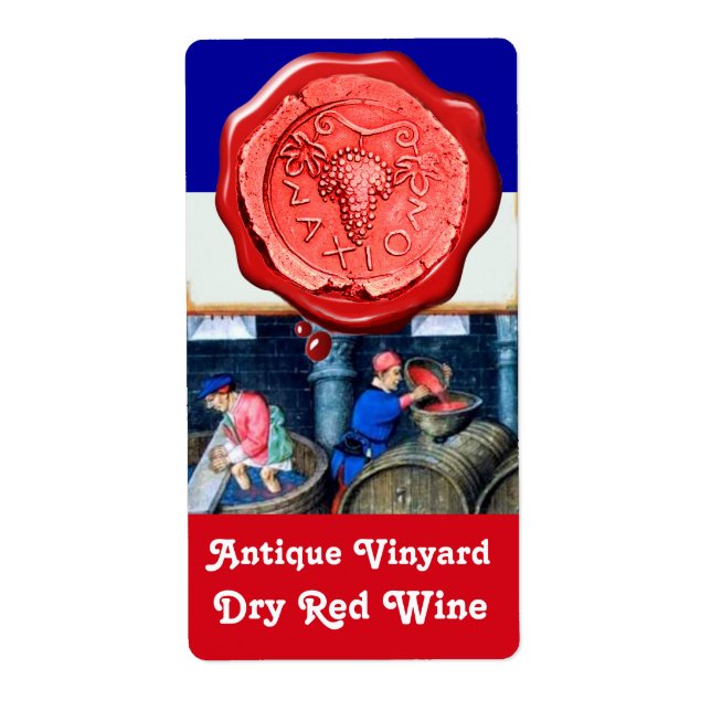 OLD GRAPE VINEYARD RED WINE BARRELS WAX SEAL (Front)