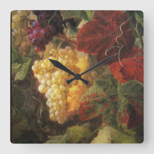 OLD GRAPE VINEYARD VINE TASTING PARTY SQUARE WALL CLOCK