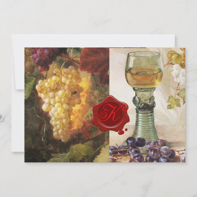 OLD GRAPE VINEYARD WINE TASTING PARTY RED WAX SEAL INVITATION (Front)