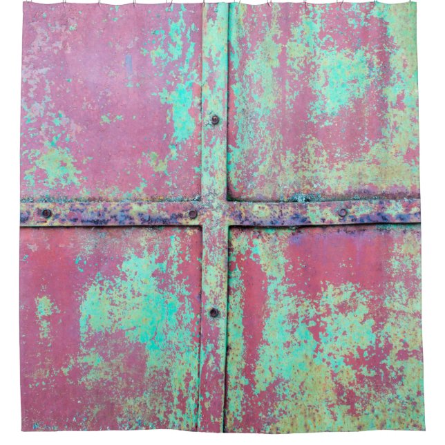 Old green painted wall with rust texture. Grunge r (Front)