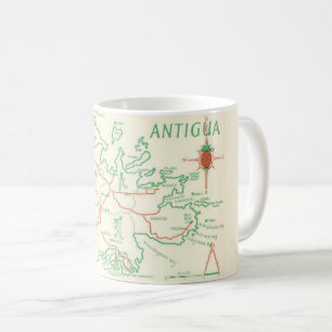 Old Green & Red Map of Antigua Mug