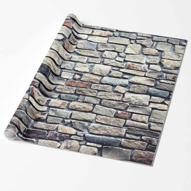 Old grey brick wall wrapping paper (Unrolled)