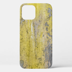 Old grey concrete wall with peeling yellow paint. iPhone 12 case