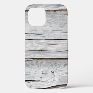Old grey wooden plank wall textureabstract,backgro iPhone 12 case