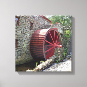 Old Grist Mill - Red Water Wheel, Sudbury, MA Canv Canvas Print