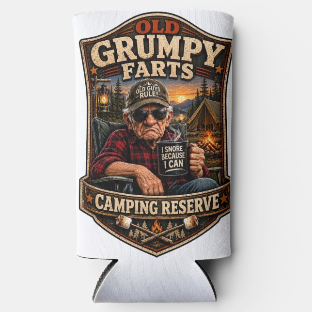 Old Grumpy Farts Camping Reserve Seltzer Can Cooler (Front)