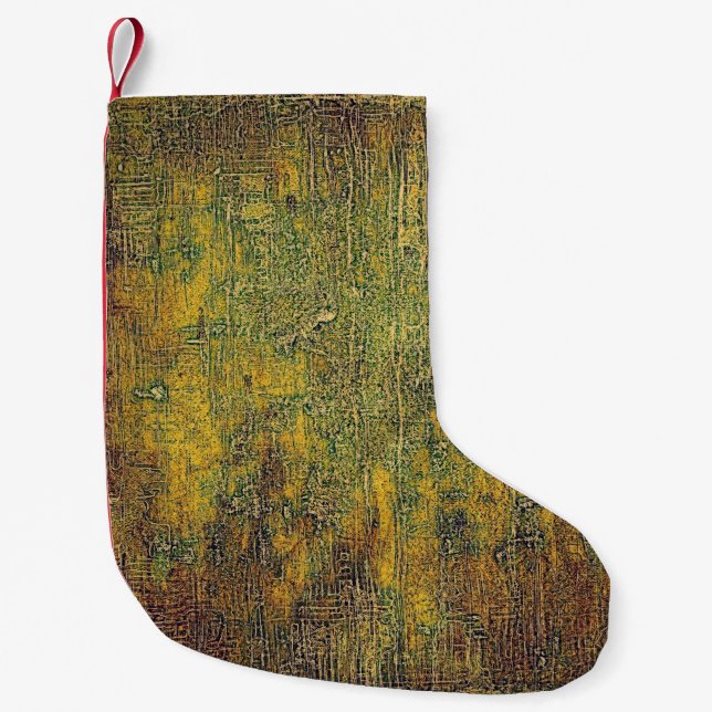 Old grunge background or aged shabby texture with  small christmas stocking (Front)