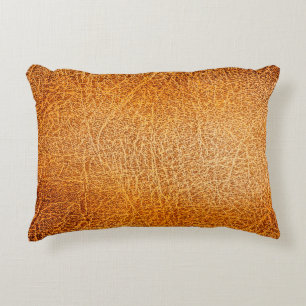 Old grunge brown leather texture accent pillow