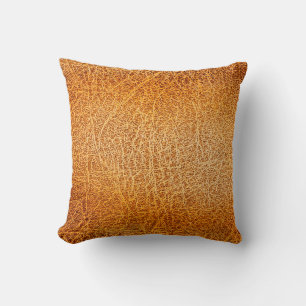 Old grunge brown leather texture throw pillow
