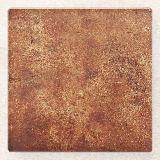 Old Grunge Rustic Metal Texture Glass Coaster (Front)
