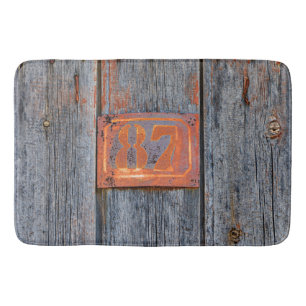 Old Grunge Rusty Metal House Number No. 87 Photo - Bath Mat