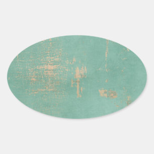 Old Grunge Teal Paint Vintage Newspaper Oval Sticker