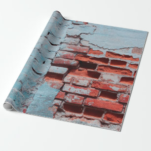 Old grungy brick wall with natural defects. Scratc Wrapping Paper