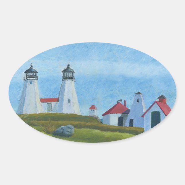 Old Gurnet Lighthouses Oval Sticker (Front)