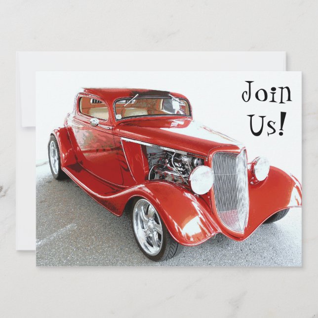 Old Guy Birthday Party - Classic Car Invitation (Front)