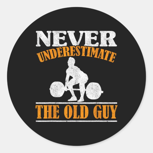 Old Guy Bodybuilding Grandpa Gym Grandfather Weigh Classic Round Sticker (Front)
