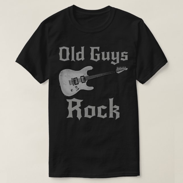 Old Guys Rock Electric Guitar Fathers Day Retireme T-Shirt (Design Front)