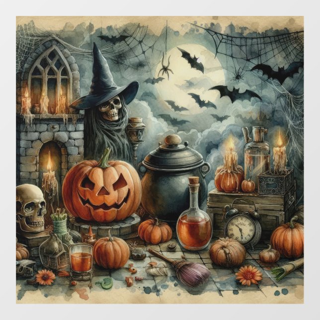 Old Halloween Art Window Cling (Sheet)