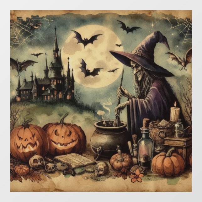 Old Halloween Art Window Cling (Sheet)