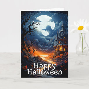 Old Haunted House   Happy Halloween Card