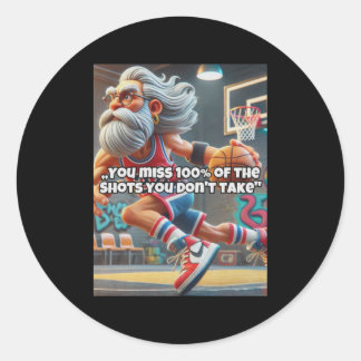 Old Head Basketball Player Print  Classic Round Sticker