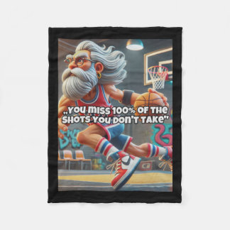 Old Head Basketball Player Print  Fleece Blanket