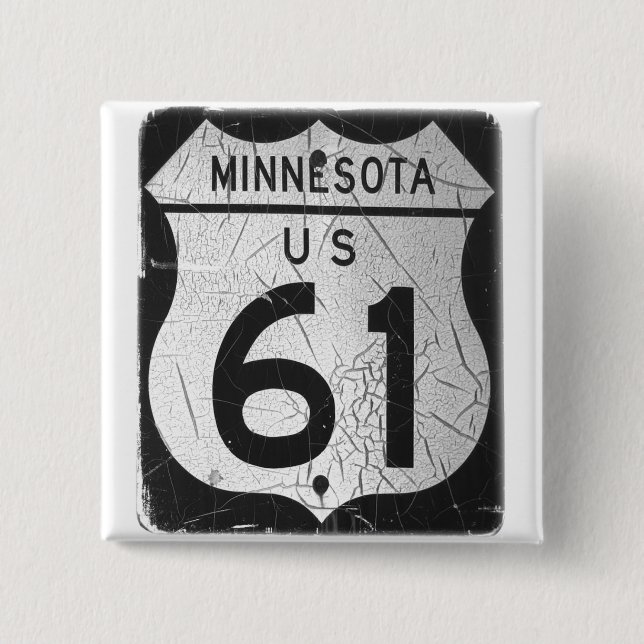 Old Highway 61 sign 2 Inch Square Button (Front)