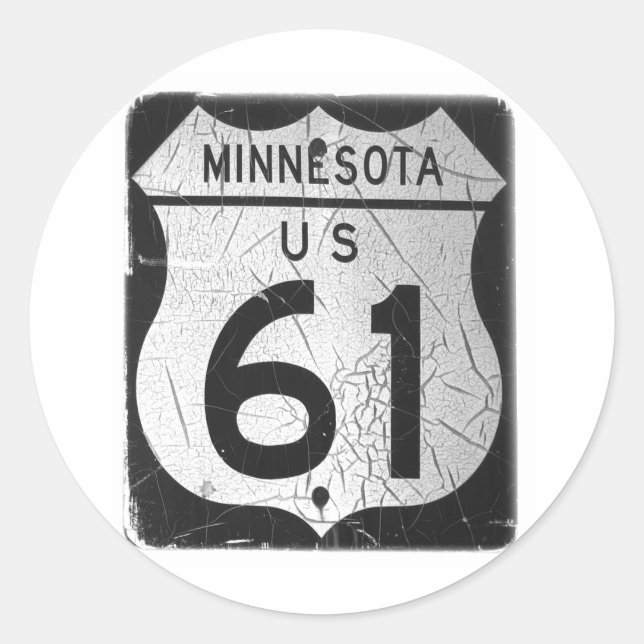 Old Highway 61 sign Classic Round Sticker (Front)
