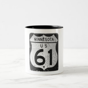 Old Highway 61 sign Two-Tone Coffee Mug