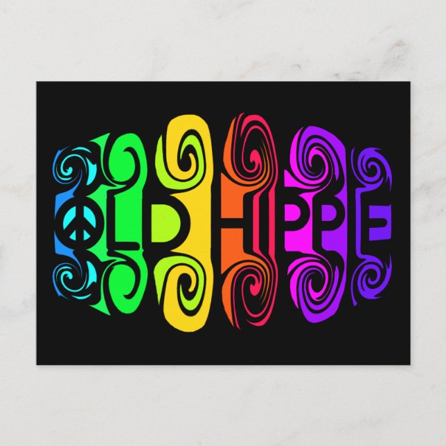 OLD HIPPIE postcard, customize Postcard (Front)