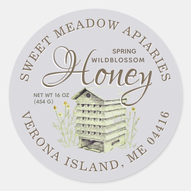 Old Hive Spring Wild blossom Honey Fancy Classic Round Sticker (Front)