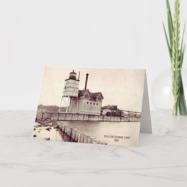 Old Holland Michigan Lighthouse birthday Card (Front)