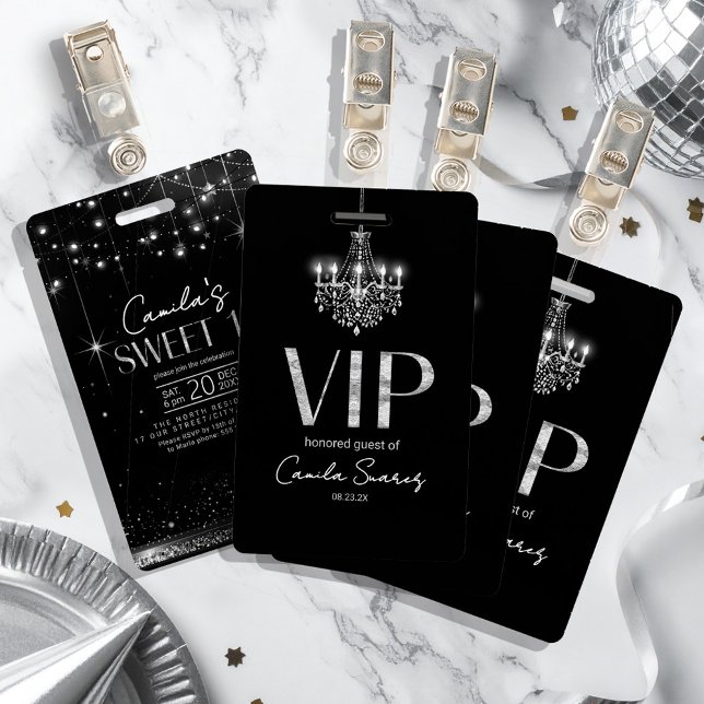 Old Hollywood B & W Chandelier Sweet 16 ID1108 Badge (Creator Uploaded)