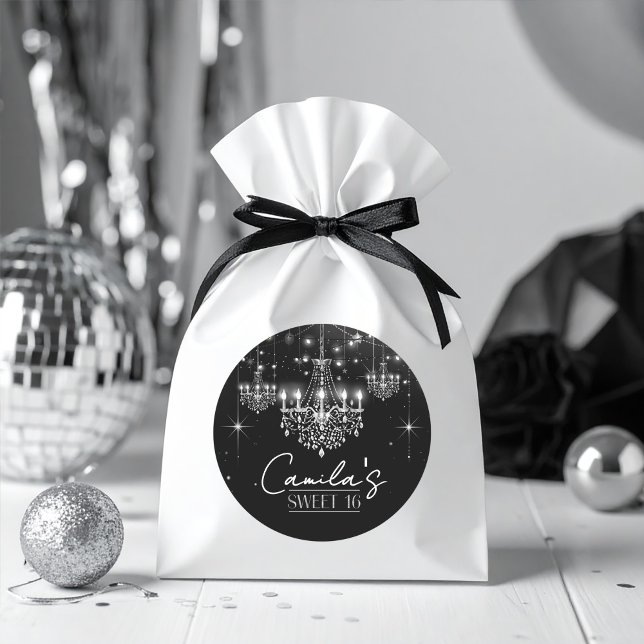 Old Hollywood B & W Chandelier Sweet 16 ID1108 Classic Round Sticker (Creator Uploaded)