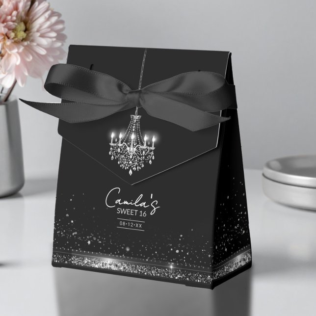 Old Hollywood B & W Chandelier Sweet 16 ID1108 Favor Box (Creator Uploaded)