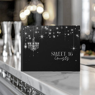 Old Hollywood B & W Chandeliers Sweet 16 ID1108 Guest Book