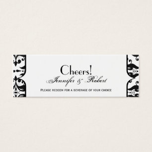 Old Hollywood Damask Wedding Drink Ticket