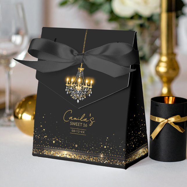 Old Hollywood Glam Chandelier Sweet 16 ID1108 Favor Box (Creator Uploaded)
