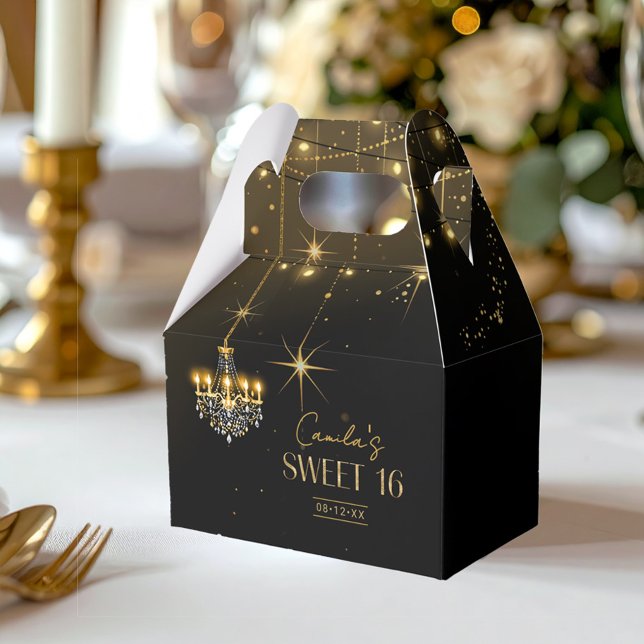 Old Hollywood Glam Chandeliers Sweet 16 ID1108 Favor Box (Creator Uploaded)