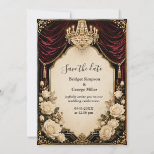 Old Hollywood retro Rose Wedding Elegance Invitation