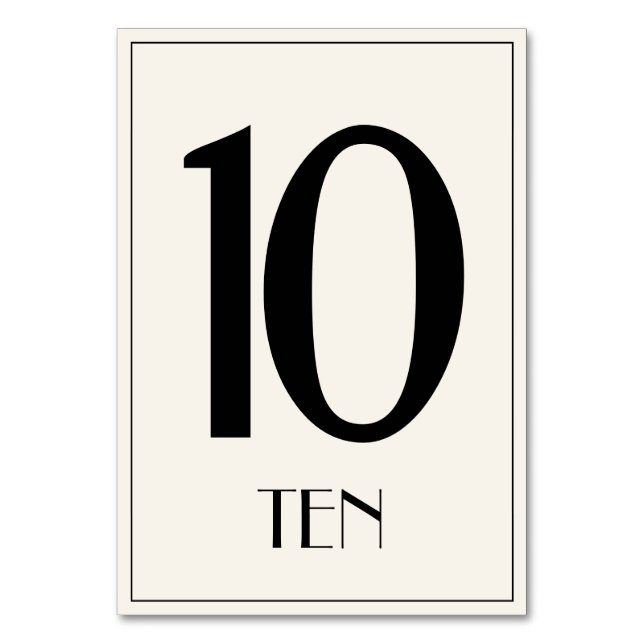 Old Hollywood Style Table Number (Front)