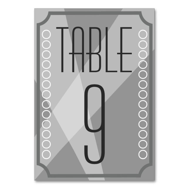 Old Hollywood Style Table Number cards (Front)