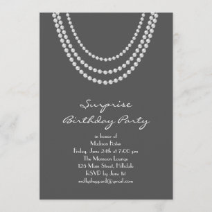 Old Hollywood Surprise Birthday Party Invite grey
