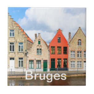 Old houses in Bruges, Belgium Tile
