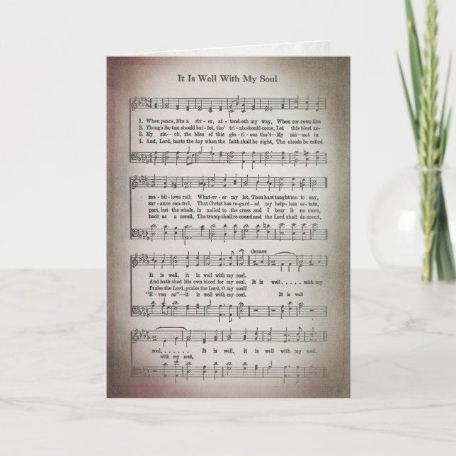 old hymn music for sympathy card (Front)