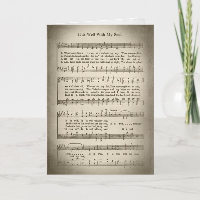 old hymn music for sympathy card (Front)