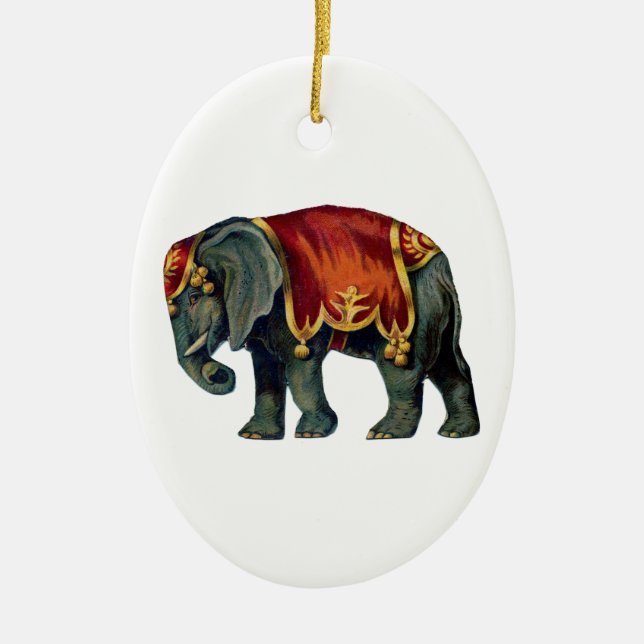 Old iIustração of circus elephant Ceramic Ornament (Front)