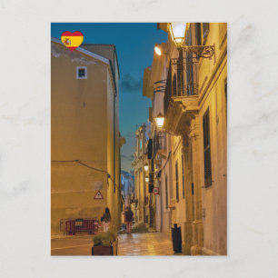Old illuminated narrow street in Mahon - Menorca Postcard