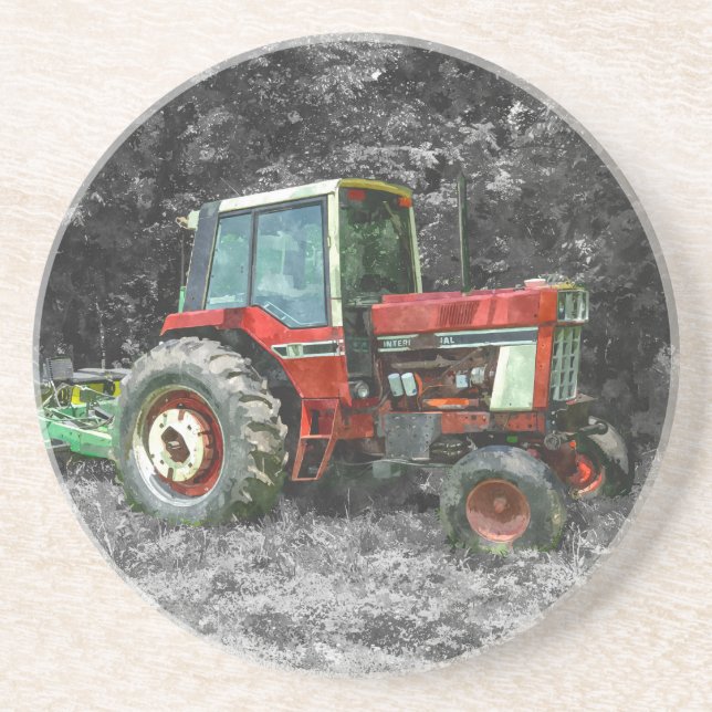 Old International Tractor Painterly Coaster (Front)